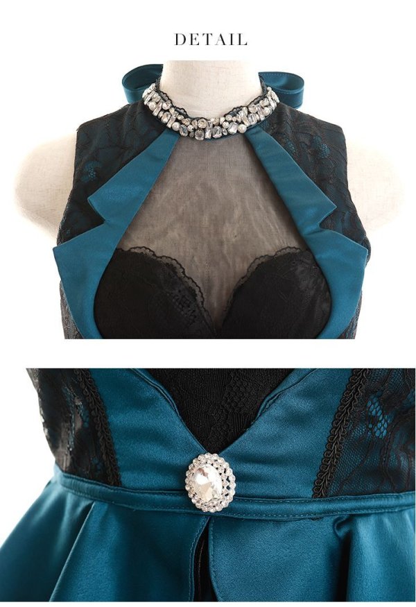 画像14: 【Glossy/グロッシー】ビジュー/ レース/ ペプラム/タイト/ ミニドレス/ キャバドレス【OF08】 (14)