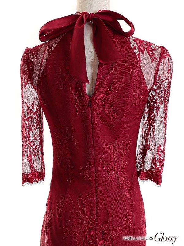 画像12: 【Lサイズあり】 【Glossy/グロッシー】ジップ/ ZIP 袖あり/サイドレース切替/ ロングドレス/ キャバドレスlong[OF08] (12)