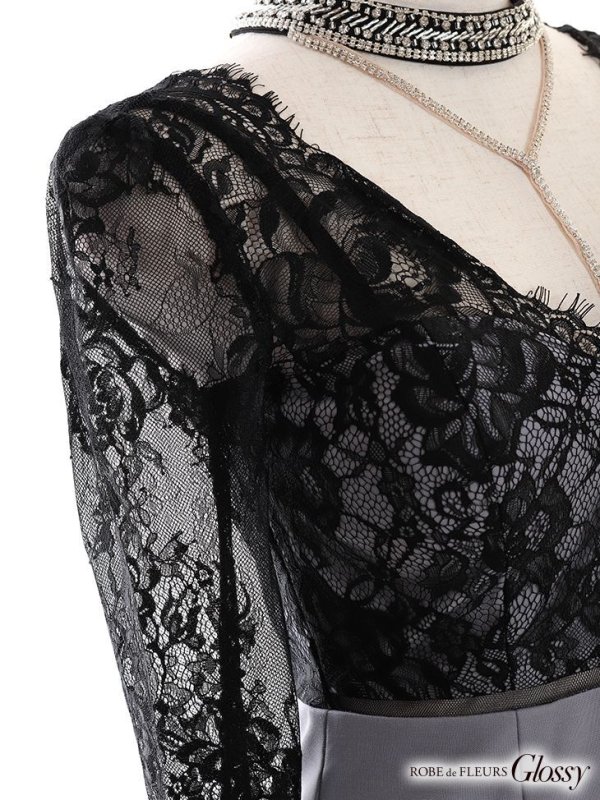 画像11: XSサイズあり【Glossy/グロッシー】チョーカー付き / レース/ 七分袖 / 長袖 / タイト / ミニドレス / キャバドレス【OF08】 (11)