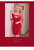 画像2: 【ROBE de FLEURS Glossy/ローブ・ド・フルール グロッシー】オフショル/ ジップ/ ZIPフロントジップ/ ZIP 袖あり/ タイト/ ミニドレス/ キャバドレス[OF2] (2)
