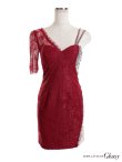 画像10: 【ROBE de FLEURS Glossy/ローブ・ド・フルール グロッシー】ビジューチュール/ レーススリーブ/ 七分袖/ 長袖/ ワンショル/ タイト/ ミニドレス/ キャバドレス[OF2] (10)