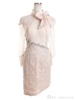 画像6: Lサイズあり【DEA. by ROBE de FLEURS/ディアバイローブドフルール】チュールスリーブ/ 長袖/ 袖あり/ レース/ タイト/ ミニドレス/ キャバドレス[OF2] (6)