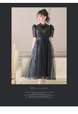 画像11: Lサイズあり【DEA. by ROBE de FLEURS/ディアバイローブドフルール】チュールxレースブラウスセット/ パフスリーブ/ キャミソール/ フレア/ ミモレ丈/ ワンピース/ キャバドレス[OF2] (11)