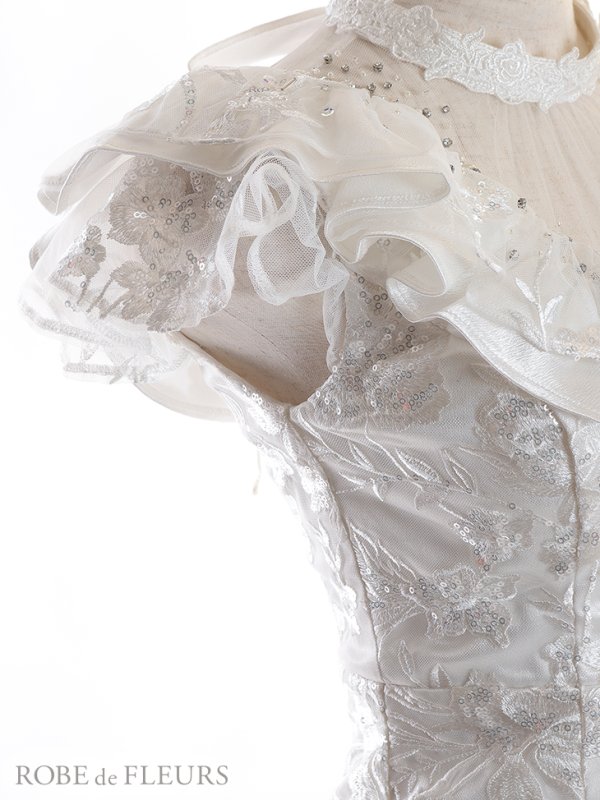 画像9: 【ROBE de FLEURS/ローブドフルール】ビジューライン/ Vカット/ フリルスリーブ/ 刺繍レース/ タイト/ ミニドレス/ キャバドレス[OF08] (9)