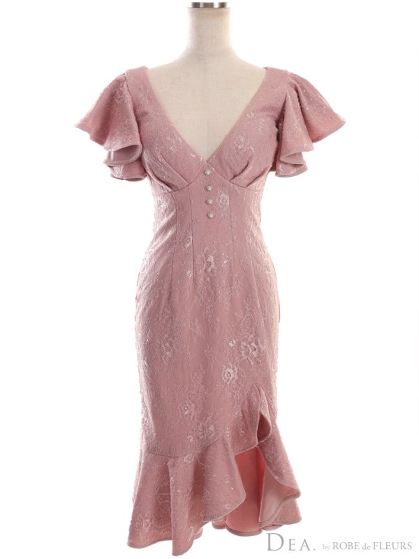 画像14: Lサイズあり【DEA./ディア】マーメイド/ 総レース/ フリル/ ワンピース/ 膝丈/ ミディアム/タイト/ ミニドレス/ キャバドレス【OF08】 (14)