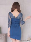 画像10: XS-Lサイズあり【ROBE de FLEURS Glossy/ローブ・ド・フルール グロッシー】レーススリーブ/ 七分袖/ 長袖/ バストクロスデザイン/ ストレッチ/ タイト/ ミニドレス/ キャバドレス[OF2] (10)