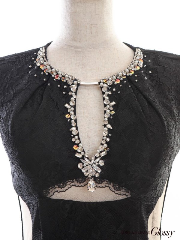 画像8: 【Glossy/グロッシー】総レース/ バストカットデザイン/ ビジュー/ タイト/ ミニドレス/ キャバドレス【OF08】 (8)