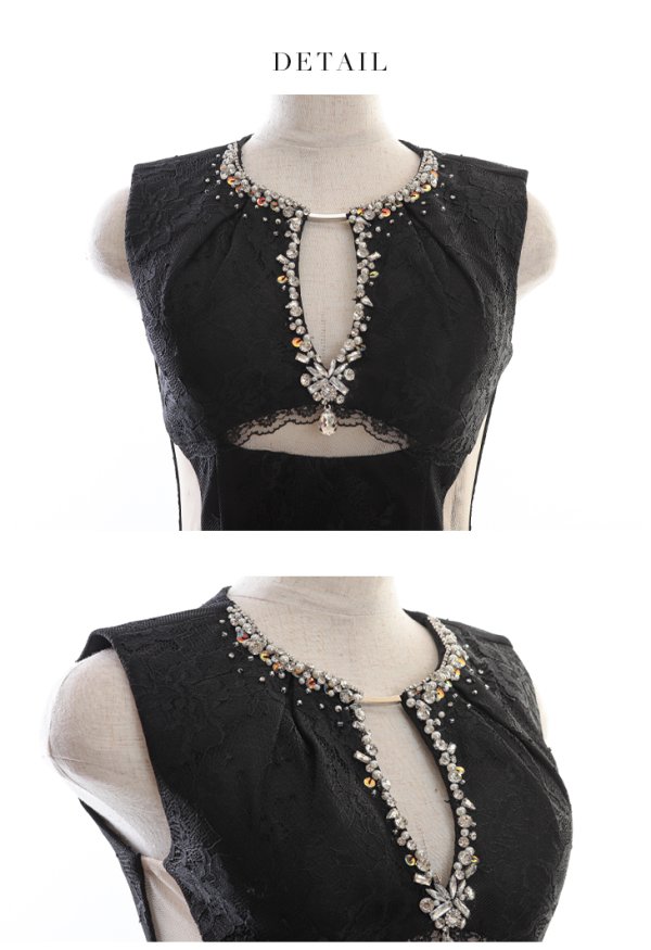 画像12: 【Glossy/グロッシー】総レース/ バストカットデザイン/ ビジュー/ タイト/ ミニドレス/ キャバドレス【OF08】 (12)