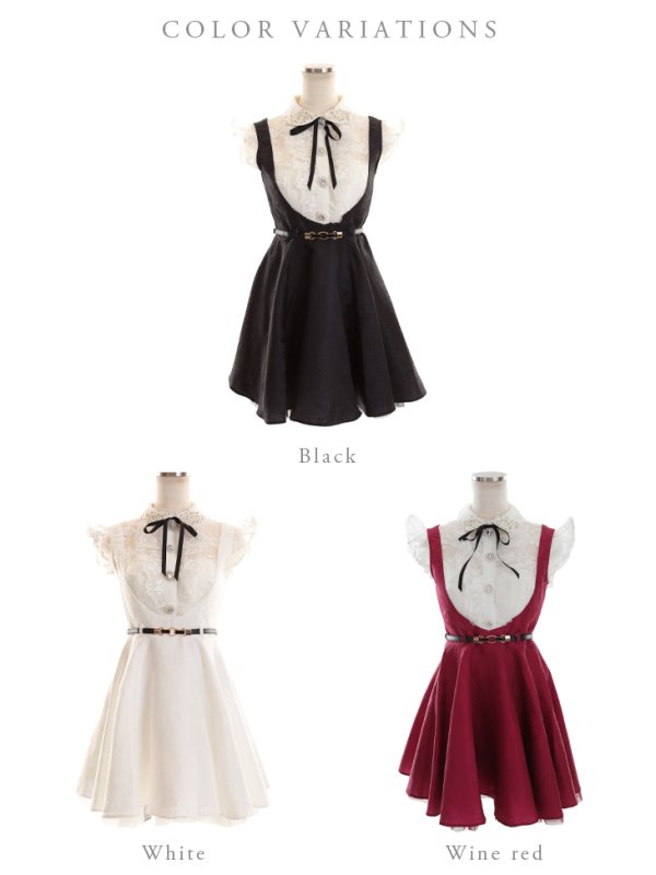 画像14: 【ROBE de FLEURS/ローブドフルール】パール/襟/ ベルト付き/ラウンドカラー/ フレア/ ミニドレス/ キャバドレス[OF08] (14)