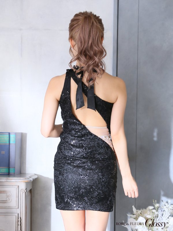 画像4: 【Glossy/グロッシー】レース/ スパンコール/ サイドチュール/ タイト/ ミニドレス/ キャバドレス【OF08】 (4)