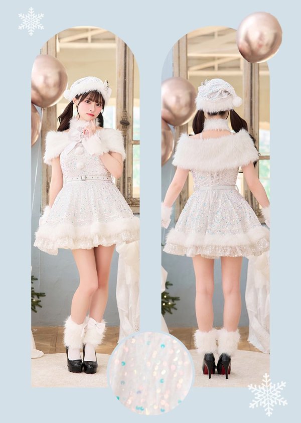 画像9: 【即日発送！】【クリスマスコスプレ9点セット】【Malymoon/マリームーン】スパークリージュエルリボンサンタ【SM-ML/2カラー】[OF03] (9)
