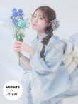 画像2: 【即日発送】【NIGHTS掲載】ブルーホワイトフラワー柄浴衣【浴衣３点セット 浴衣/帯/下駄】[YMT] (2)