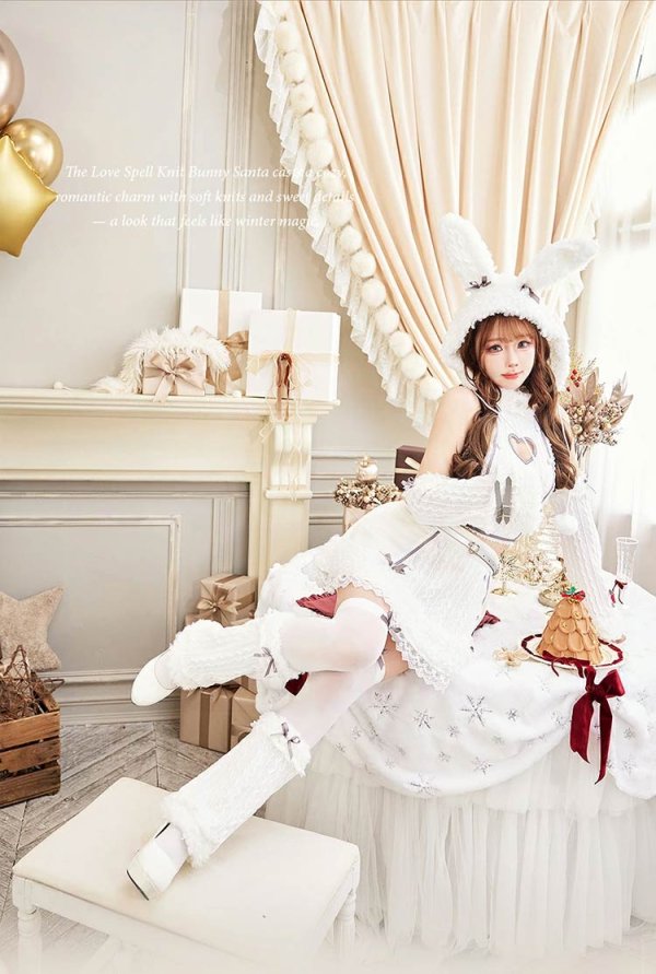 画像8: 【即日発送！】【クリスマスコスプレ7点セット】【Malymoon/マリームーン】ラブスペルニットバニーサンタ【フリーサイズ/2カラー】[HC03] (8)