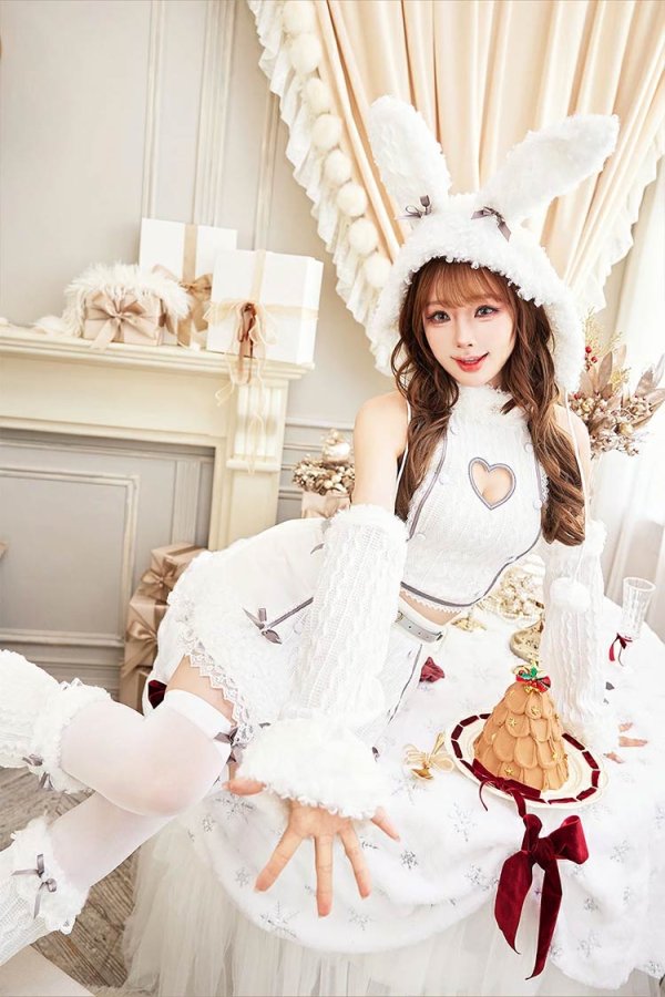 画像10: 【即日発送！】【クリスマスコスプレ7点セット】【Malymoon/マリームーン】ラブスペルニットバニーサンタ【フリーサイズ/2カラー】[HC03] (10)