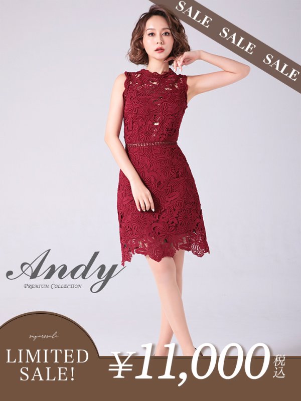 画像1: 【LIMITED SALE開催中！! 11月11日より順次発送予定】【ANDY/アンディ】ワンカラー/ フラワーレース/ ノースリーブ/ Aライン/ ミニドレス/ キャバドレス[OF05] (1)