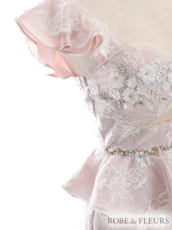 画像11: Lサイズあり【ROBE de FLEURS/ローブドフルール】立体フラワー/ シアー/ レース/ ペプラム/ タイト/ ミニドレス/ キャバドレス[OF08] (11)