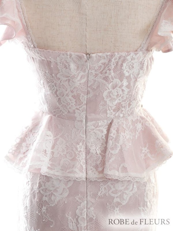 画像16: Lサイズあり【ROBE de FLEURS/ローブドフルール】立体フラワー/ シアー/ レース/ ペプラム/ タイト/ ミニドレス/ キャバドレス[OF08] (16)