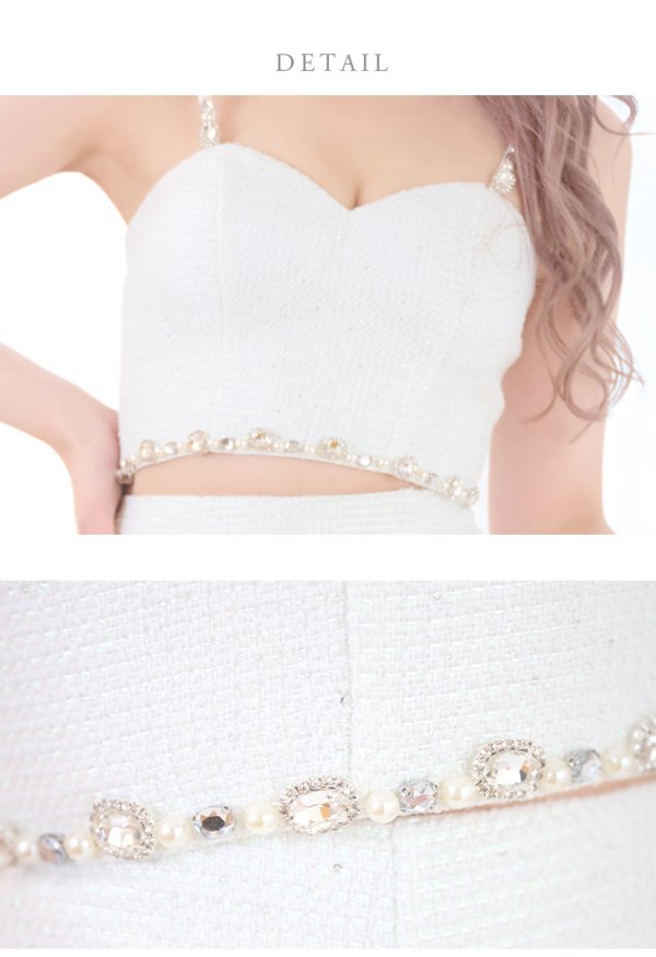 画像13: XSサイズあり【ROBE de FLEURS/ローブドフルール】スプリングツイード/ ビジュー/ パール/ セットアップ/ フレア/ ミニドレス/ キャバドレス[OF08] (13)