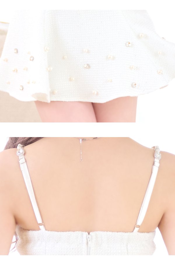 画像14: XSサイズあり【ROBE de FLEURS/ローブドフルール】スプリングツイード/ ビジュー/ パール/ セットアップ/ フレア/ ミニドレス/ キャバドレス[OF08] (14)