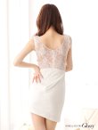 画像7: XS-Lサイズあり【ROBE de FLEURS Glossy/ローブ・ド・フルール グロッシー】スパンコールレース/ ノースリーブ/ ストレッチ/ アシンメトリースカート/ 刺繍/ タイト/ ミニドレス/ キャバドレス[OF2] (7)