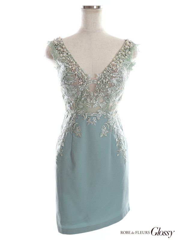 画像16: XS-Lサイズあり【Glossy/グロッシー】スパンコールレース/ ノースリーブ/ ストレッチ/ アシンメトリースカート/ 刺繍/ タイト/ ミニドレス/ キャバドレス【OF08】 (16)