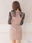 画像7: XS〜Lサイズあり【ROBE de FLEURS Glossy/ローブ・ド・フルール グロッシー】バストジップ/ ZIP レーススリーブ/ 七分袖/ 長袖/ 袖あり/ タイト/ ミニドレス/ キャバドレス[OF2] (7)