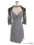 画像17: XS〜Lサイズあり【ROBE de FLEURS Glossy/ローブ・ド・フルール グロッシー】バストジップ/ ZIP レーススリーブ/ 七分袖/ 長袖/ 袖あり/ タイト/ ミニドレス/ キャバドレス[OF2] (17)