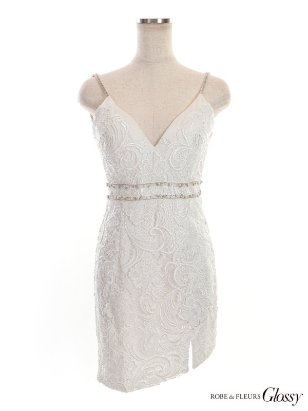 画像8: 【Glossy/グロッシー】バックチュール/ アシンメトリー/ ケミカルレース/ キャミソール/ タイト/ ミニドレス/ キャバドレス【HC02】 (8)