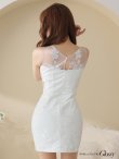 画像9: XSサイズあり【ROBE de FLEURS Glossy/ローブ・ド・フルール グロッシー】スカラップレース/ サイドチュール/ ビジュー/ ノースリーブ/ タイト/ ミニドレス/ キャバドレス[OF2] (9)