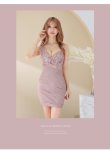 画像2: XSサイズあり【ROBE de FLEURS Glossy/ローブ・ド・フルール グロッシー】アシンメトリー/ フラワーレース/ タイト/ ミニドレス/ キャバドレス[OF2] (2)