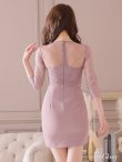 画像8: XSサイズあり【ROBE de FLEURS Glossy/ローブ・ド・フルール グロッシー】長袖/ フラワーレース/ ブロックチュール/ バストカット/ タイト/ ミニドレス/ キャバドレス[OF2] (8)