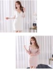 画像7: 【XSサイズあり】【Glossy/グロッシー】フラワーチュール/ 長袖/ ワンカラー/ タイト/ ミニドレス/ キャバドレス[OF2] (7)