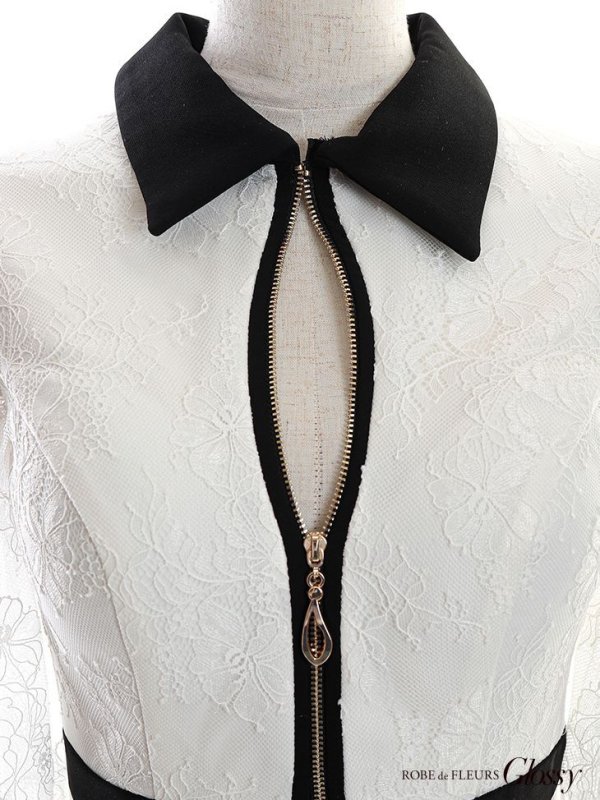 画像26: XSサイズあり【Glossy/グロッシー】フロントジップ/ ZIP ストレッチ/ レース五分袖/ 長袖/ 袖あり/ レーススリーブ/ タイト/ ミニドレス/ キャバドレス【HC02】 (26)