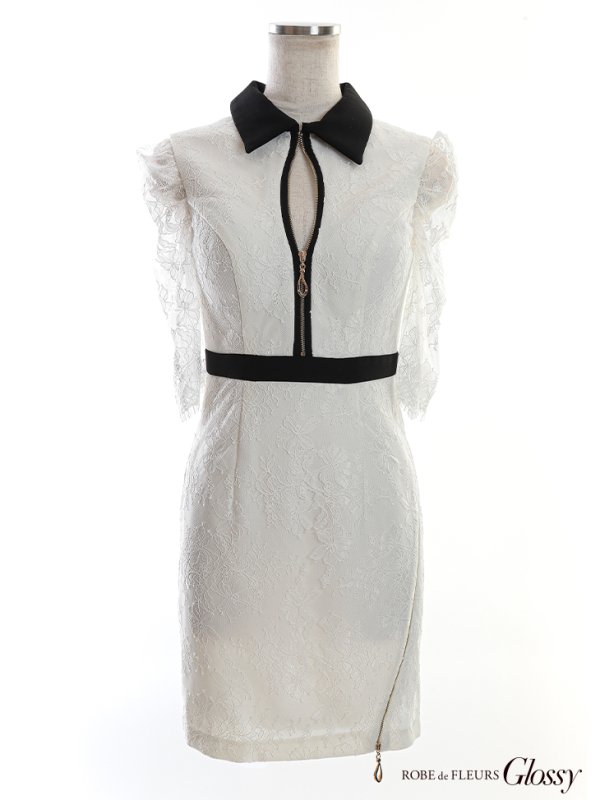 画像30: XSサイズあり【Glossy/グロッシー】フロントジップ/ ZIP ストレッチ/ レース五分袖/ 長袖/ 袖あり/ レーススリーブ/ タイト/ ミニドレス/ キャバドレス【HC02】 (30)