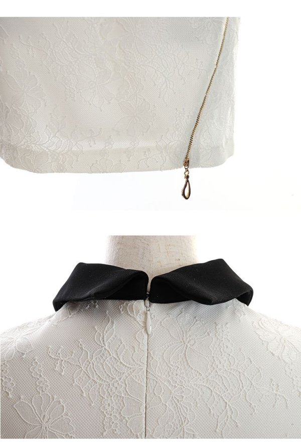 画像29: XSサイズあり【Glossy/グロッシー】フロントジップ/ ZIP ストレッチ/ レース五分袖/ 長袖/ 袖あり/ レーススリーブ/ タイト/ ミニドレス/ キャバドレス【HC02】 (29)