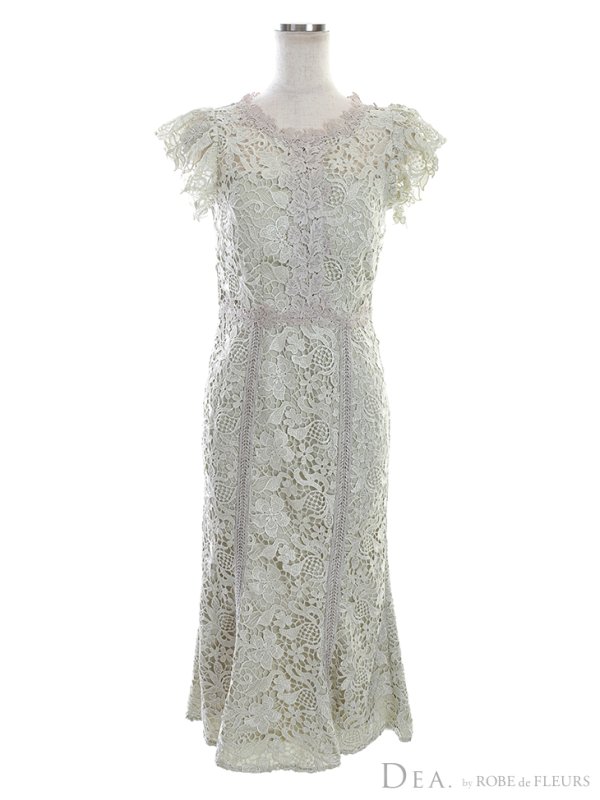 画像7: Lサイズあり【DEA./ディア】マーメイド/ フローラルレース/ ミディアム丈/ キャバドレス【OF08】 (7)