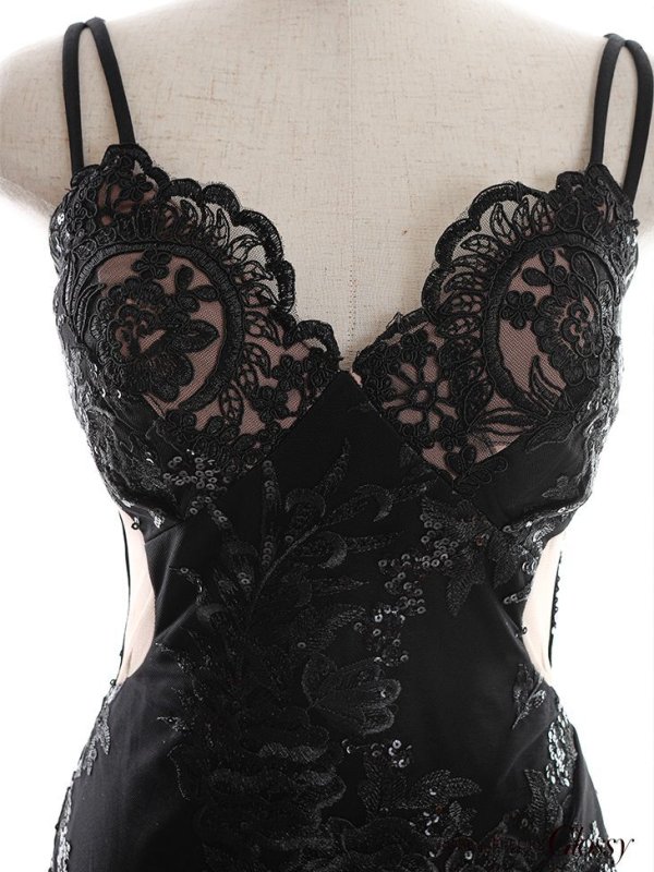 画像16: XSサイズあり【Glossy/グロッシー】スパンコール付き刺繍レース/ サイドチュール/ サイドシアー/ キャミ/ タイト/ ミニドレス/ キャバドレス【HC02】 (16)