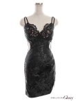 画像12: XSサイズあり【ROBE de FLEURS Glossy/ローブ・ド・フルール グロッシー】スパンコール付き刺繍レース/ サイドチュール/ サイドシアー/ キャミ/ タイト/ ミニドレス/ キャバドレス[OF2] (12)