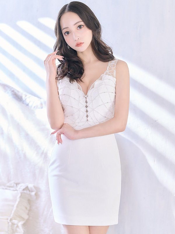 画像6: 【IRMA/イルマ】ビジュー/ 切り替えデザイン/ノースリーブ/ ストレッチ/ タイト/ ミニドレス【HC02】 (6)