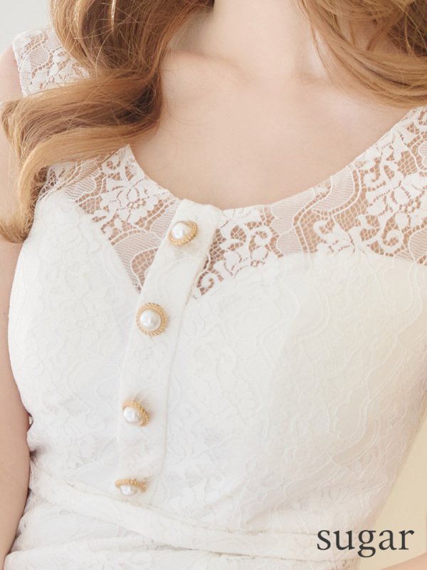 画像15: Lサイズあり【JEAN MACLEAN/ジャンマクレーン】マーメイド/ ワンピース/ 総レース/ ボタンデザイン/ ワンカラー/ タイト/ ひざ丈/ ミディアムドレス/キャバドレス【HC02】 (15)