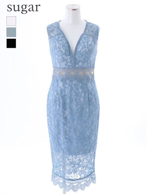 画像11: Lサイズあり!!【JEAN MACLEAN/ジャンマクレーン】 総レース/ ワンカラー/ ノースリーブ/ タイト/ ひざ丈/ ミディアムドレス/ ワンピース/ キャバドレス【HC02】 (11)