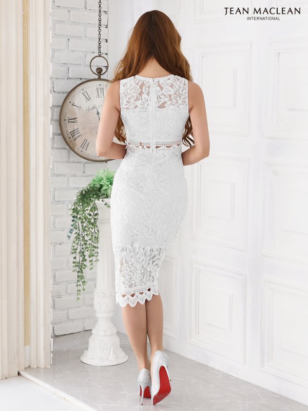 画像6: Lサイズあり!!【JEAN MACLEAN/ジャンマクレーン】 総レース/ ワンカラー/ ノースリーブ/ タイト/ ひざ丈/ ミディアムドレス/ ワンピース/ キャバドレス【HC02】 (6)