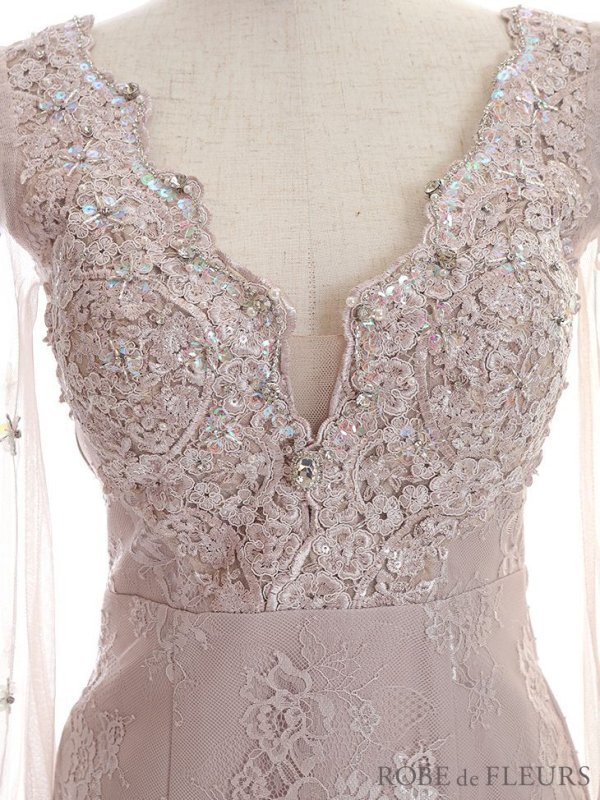 画像13: XSサイズあり【ROBE de FLEURS/ローブドフルール】長袖/ 袖あり/ チュールスリーブ/ スカラップカット/ ミニドレス/ キャバドレス[OF08] (13)