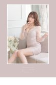 画像4: XSサイズあり【ROBE de FLEURS/ローブドフルール】長袖/ 袖あり/ チュールスリーブ/ スカラップカット/ ミニドレス/ キャバドレス[OF08] (4)