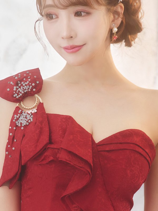 画像10: 【IRMA/イルマ】リボン/ ワンショル/ ベア/ フリル/ ビジュー/ パール/ タイト/ ミニドレス/ キャバドレス【HC02】 (10)