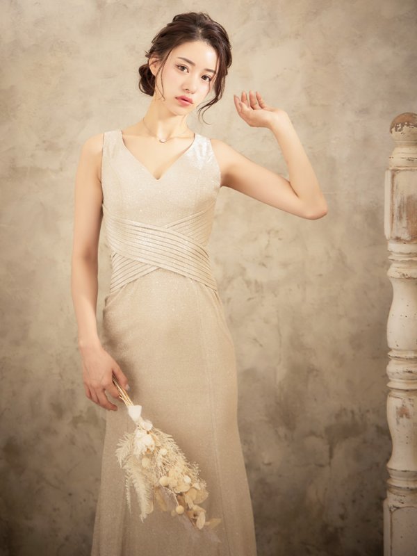 画像3: Lサイズあり【JEAN MACLEAN/ジャンマクレーン】マーメイド/ ラメ/ ワンカラー/ ロングドレス /キャバドレスlong[OF2A] (3)