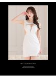 画像2: 【ROBE de FLEURS Glossy/ローブ・ド・フルール グロッシー】フロントジップ/ ZIP サイドチュール/ タイト/ ミニドレス/ キャバドレス[OF2] (2)