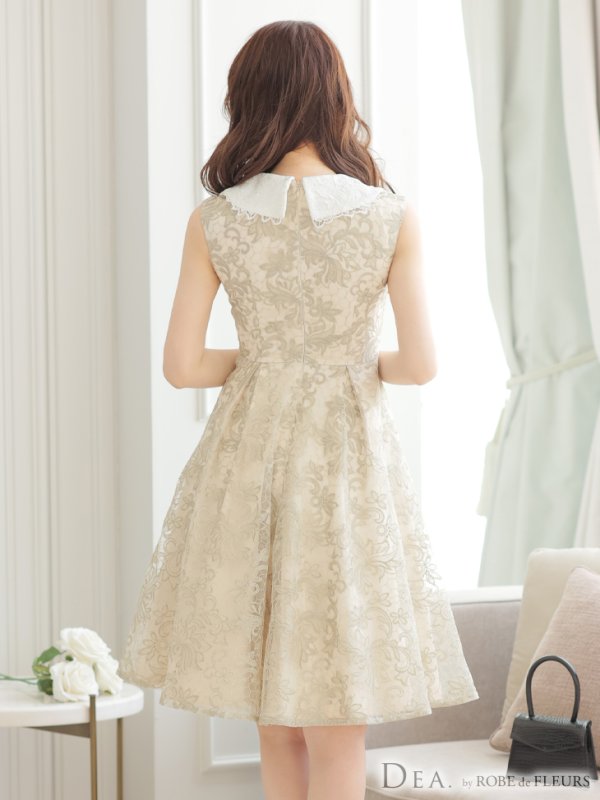画像8: Lサイズあり【DEA./ディア】2WAY襟付き/ レース/ ノースリーブ/ クラシック/ ワンピース/ ひざ丈/ ミディアム/ キャバドレス【OF08】 (8)
