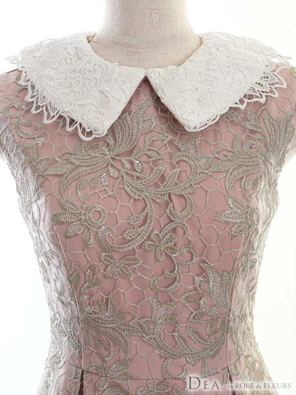 画像9: Lサイズあり【DEA./ディア】2WAY襟付き/ レース/ ノースリーブ/ クラシック/ ワンピース/ ひざ丈/ ミディアム/ キャバドレス【OF08】 (9)