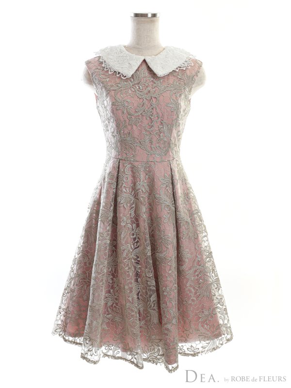 画像12: Lサイズあり【DEA./ディア】2WAY襟付き/ レース/ ノースリーブ/ クラシック/ ワンピース/ ひざ丈/ ミディアム/ キャバドレス【OF08】 (12)